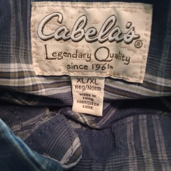 Cabela's Men's L/S Blue Plaid Button Down XL Legendary Quality. Office Event - Picture 4 of 7